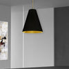 Dainolite Anaya 1 Light Pendant Medium Aged Brass Black/Gold Shade Lamp|Luminaire suspendu moyen Anaya de Dainolite avec abat-jour noir et doré, fini laiton vieilli et 1 ampoule