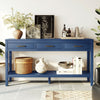 Emma 59.1'' Farmhouse Entryway Table with Drawers and Open Shelf,Blue Sofa Table  | Table d'entree Emma 59,1'' de style ferme avec tiroirs et etagere ouverte, bleue