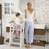 Qaba Toddler Kitchen Helper 2 Step Stool With Adjustable Height Platform And Safety Rail, Cream Whit|Qaba Tabouret A 2 Marches Pour Bambin Avec Plateforme A Hauteur Reglable Et Rail De Securite, Blanc