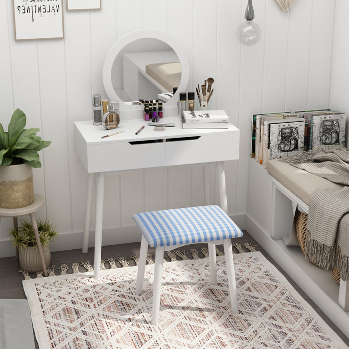 HOMCOM Dressing Table Vanity Table Set Make Up Table with Mirror & Stool