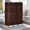 Homcom Double Hinged Woven Wicker Room Divider And Privacy Screens|Homcom Separateur De Piece En Osier Tisse A 4 Panneaux 6ft