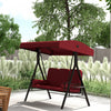 Outsunny 3 Seater Porch Swing Heavy Duty Outdoor Swing Chair, Wine Red