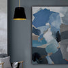 Dainolite Oversized Drum 1 Light Pendant tapered Drum Small Black/Gold Shade Lamp|Petit luminaire suspendu de Dainolite avec très grand abat-jour cylindrique effilé noir et doré, et 1 ampoule