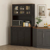 HOMCOM 71" Pantry Cabinet with Microwave Space, Tall Kitchen Hutch, Black