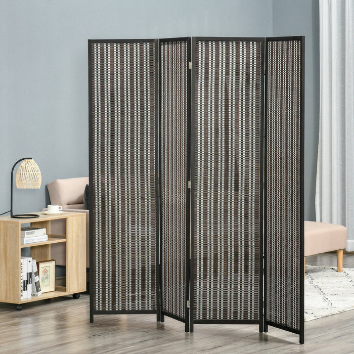 Homcom 4-panel Bamboo Room Divider Privacy Screen 6ft