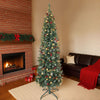 HOMCOM 6 ft Prelit Pencil Christmas Tree with Silver Glitter, Xmas Tree