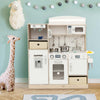 Costway Kids Pretend Play Kitchen Wooden Toy Playset With Led Lighting & Coffee Maker