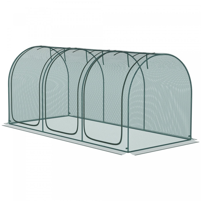 Outsunny 9 X 4ft Crop Cage With 3 Zippered Doors And Ground Stakes Green