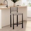 Lennor Mid-Century Modern Boucle Metal Counter Stool in Champagne | Tabouret de comptoir en metal et boucle Lennor style milieu du siecle, coloris champagne
