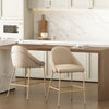 Gracie Modern Metal Upholstered Counter Stool in Tan and Gold - Set of 2 | Tabouret de comptoir moderne en metal Gracie, rembourre, coloris beige et dore - Lot de 2