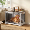 PawHut Dog Crate Furniture, 100 cm Wooden Dog Kennel Indoor Double Door with Sliding Barn Door, Decorative Pet Kennel End Side Table for Large Breeds, White