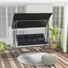Outsunny 3 Seat Outdoor Swing Bench With Adjustable Canopy, Coffee Tables|Outsunny Banc Balancoire 3 Places Avec Auvent Reglable, Tables Basses