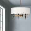 Dainolite Langford 6 Light Chandelier Vintage Bronze White Shade Lamp|Lustre Langford de Dainolite avec abat-jour blanc, fini bronze rétro et 6 ampoules