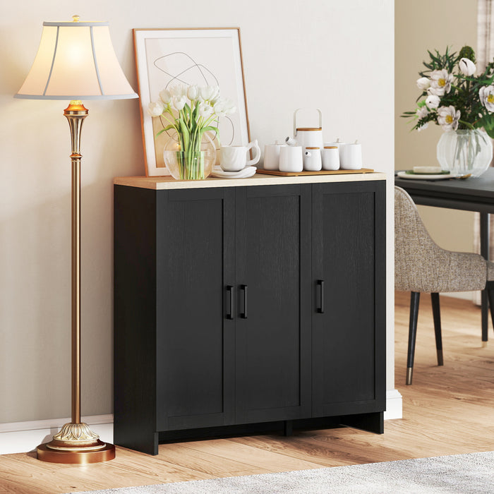 HOMCOM Modern Sideboard Buffet Cabinet with Adjustable Shelves Black