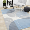 Forte Blue Grey White Half-Circles Geometric Area Rug - 5'3" x 7'5"|Carpette Forte bleue, grise et blanche à motif géométrique de demi-cercles - 5 pi 3 po x 7 pi 5 po