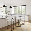 Augusta Modern Metal Upholstered Barstool in White - Set of 3 | Tabouret de bar moderne Augusta en metal et tissu blanc - Lot de 3