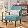 Oliver Linen-look Fabric Accent Chair With Rubberwood Legs - Teal | Fauteuil D’appoint Oliver En Tissu aspect lin Avec Pieds En Bois Caoutchouc - Bleu Sarcelle