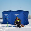Outsunny 5-8 Person Pop-up Ice Fishing Shelter Tent, Blue|Outsunny Tente De Peche Sur Glace Isolee Pour 5 A 8 Personnes (142" X 71" X 71")