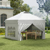 Outsunny 10' X 10' Outdoor Pop Up Canopy Tent With 4 Sidewalls, White|Outsunny Tente D'exterieur Escamotable 10' X 10', 4 Parois Laterales, Blanc