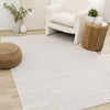 Leonardo White Grey Modern Lines Area Rug - 7'10" x 10'6"|Carpette Leonardo blanche et grise à motif de rayures modernes - 7 pi 10 po x 10 pi 6 po
