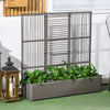 Outsunny Rattan Outdoor Planter With Trellis, Raised Garden Bed, Grey