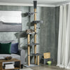 Pawhut floor To Ceiling Cat Tree, 90.5" - 98.5" Adjustable height Cat Tower with Scratching Post, Dangling Balls, Platforms, Bed, Hammock, Grey