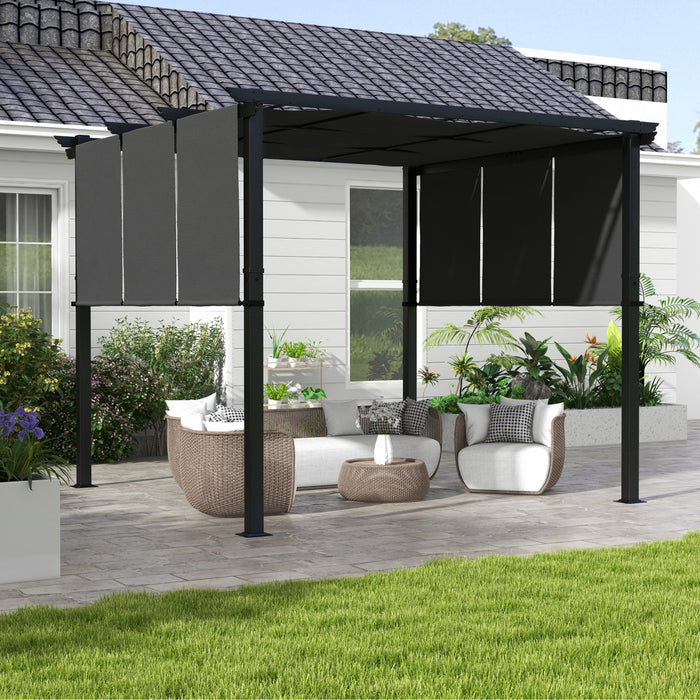 Outsunny 10' X 10' Metal Pergola With Retractable Canopy For Patio, Deck