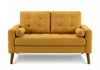 Upholstered Love Seat, 58" L, Orange Fabric, Walnut Wood Legs, Mid-Century Loveseat | Causeuse Rembourre, 58" L, Salon, Tissu Orange, Pieds En Bois De Noyer, Mid Century