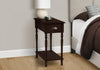 Accent Side End Table 2-Tier Narrow Nightstand Bedroom Storage Drawer Brown Veneer Traditional|Table de bout, d’appoint et de nuit étroite de style traditionnel à 2 niveaux, avec tiroir de rangement et placages bruns pour la chambre à coucher