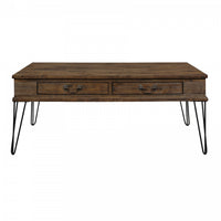 Hughey Rectangular Coffee Table With 2 Drawers, Rustic Oak 