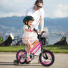 Costway 12" Kid's Bike With Training Wheels Adjustable Handlebar & Seat Handbrake Pink