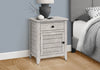 Accent Side End Table Nightstand Storage Drawer Bedroom Grey Veneer Transitional|Table de bout, d’appoint et de nuit de style transitionnel avec tiroir de rangement et placages gris pour la chambre à coucher