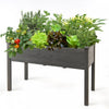 Costway Wooden Raised Vegetable Garden Bed Elevated Grow Vegetable Planter Grey