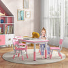 Qaba Kids Table And Chair Set With 4 Chairs, Adjustable Height, Easy To Clean Table Surface, For 1.5|Qaba Ensemble De Table Et Chaises Pour Enfants Avec 4 Chaises, Hauteur Reglable, Surface De Table Fa