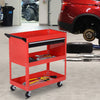 Homcom Rolling Tool Cart With Wheels Storage Trays For Garage Warehouse Red|Homcom Chariot A Outils Roulant Avec Rangement Pour Garage, Rouge
