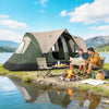 Outsunny Camping Tent, 6 Person Tent with 2 Bedroom, Rainfly, Dark Green