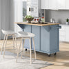 Margery Rubberwood Kitchen Cart With Drop-leaf Countertop And Storage Racks - Blue | Chariot De Cuisine Margery En Bois De Caoutchouc Avec Plan De Travail Rabattable Et Etageres De Rangement - Bleue