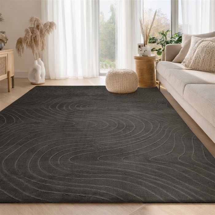 Somos Contemporary Charcoal Washable Rug 5'0\" x 7'6\" Indoor Area Rug