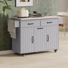 Nathan Kitchen Island With Tilt-out Trash Cabinet And Storage - Grey | Ilot De Cuisine Nathan Avec Poubelle Basculante Et Rangement - Gris
