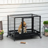 Pawhut Heavy Duty Dog Crate Cage For Large Medium Dogs With Two Doors, Lockable Wheels Tray, 36" X 2|Pawhut Cage Pour Chiens De Taille Moyenne Avec Deux Portes, Plateau A Roulettes Verrouillable, 36" X