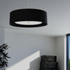 Dainolite Helena 4 Light Pendant 30" Dia Polished Chrome Finish Black Shade White Diffuser Lamp|Luminaire suspendu Helena de Dainolite de 30 po de diamètre avec abat-jour noir et blanc qui diffuse la lumière, fini chromé poli et 4 ampoules