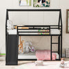 Liam House Metal Bunk Bed with Ladder and Slide, Twin Over Twin Size, Black  | Lits superposes Liam en metal avec echelle et toboggan, taille Twin sur Twin, noir