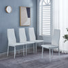 Ava Modern Diamond Grid Pattern Dining Chair Set (4-Pack) with Fireproof Leather and Metal Frame,White  | Ensemble de chaises de salle a manger modernes Ava avec motif de grille en diamant (lot de 4), cuir ignifuge et cadre en metal, blanc