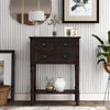 Olivia Solid Wood Console Table With Drawers And Bottom Shelf - Brown | Table Console Olivia En Bois Massif Avec Tiroirs Et Etagere Inferieure - Marron