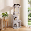 PawHut 52" Cat Tree, Multi-Level Large Cat Tower House with 2-Tier Condo, Bed, Sisal Scratching Posts and Teaser Toys for Indoor Kittens Activity Center, Light Grey