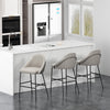 Gracie Modern Metal Upholstered Barstool in Stone Gray and Black - Set of 3 | Tabouret de bar moderne en metal Gracie avec revetement en tissu, gris pierre et noir - Lot de 3