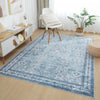 Aqua Green Flora Washable Non-slip Low Pile Area Rug 5'x7' | Tapis Vert Floral Lavable Antiderapant A Poils Ras 5'x7'