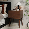 Emma Mid-Century Modern Nightstand with 2 Drawers,Brown | Emma Table de Nuit Moderne Mid-Century avec 2 Tiroirs, Marron