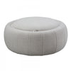 Demi Round Upholstered Storage Ottoman with Faux-Marble Tray Top and Hidden Storage - Cream | Demi Pouf rond rembourre avec plateau faux marbre et rangement cache - Creme