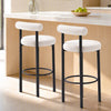 HOMCOM Bar Stools Set of 2, Sherpa Fleece Upholstered Barstools with Back